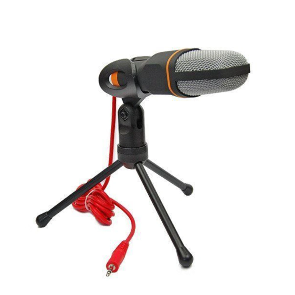 Mic Wired Condenser Sound Podcast Studio Microphone with Holder Clip for Skype MSN Karaoke PC Laptop (Black)