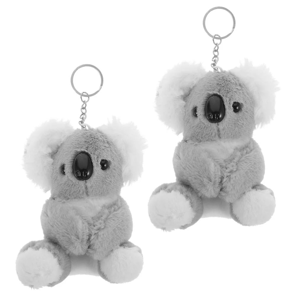 2pcs Koala Keychain Plush Key Ring Purse Hanging Key Pendant Backpack Ornament Kids Party Favor