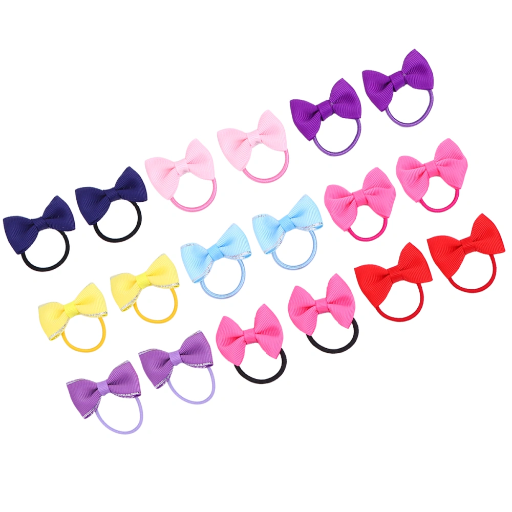 18pcs Boutique Hair Bows Elastic Tie Rubber Band Ribbon Hair Bands Pigtail Hair Bows Elastic Ponytail Holder for Babies Girls Toddlers Kids Children (Random Color)