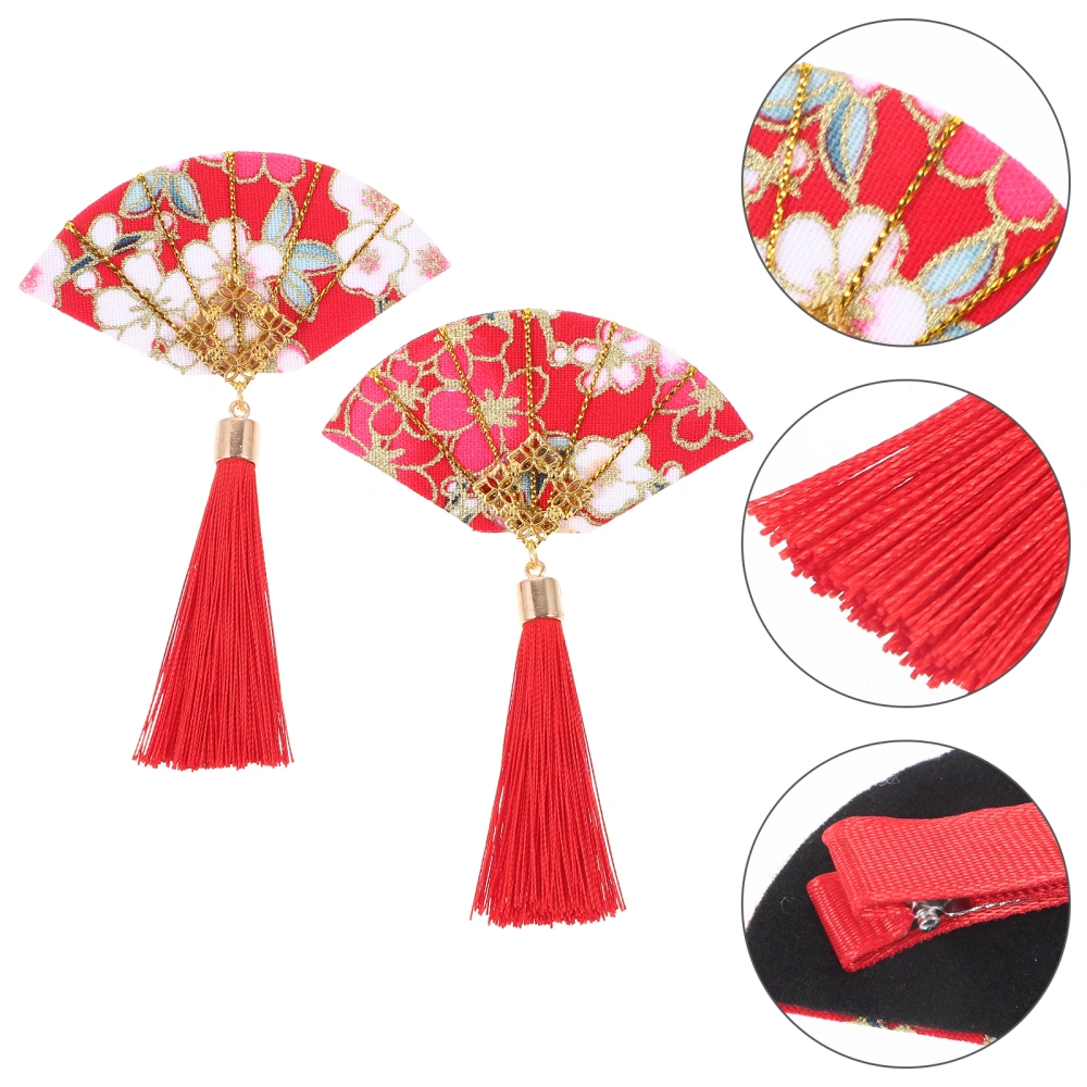 2pcs Hair Clips Flower Hair Clips Hair Accessories Girls Hair Decoration Tassel Hair Clips