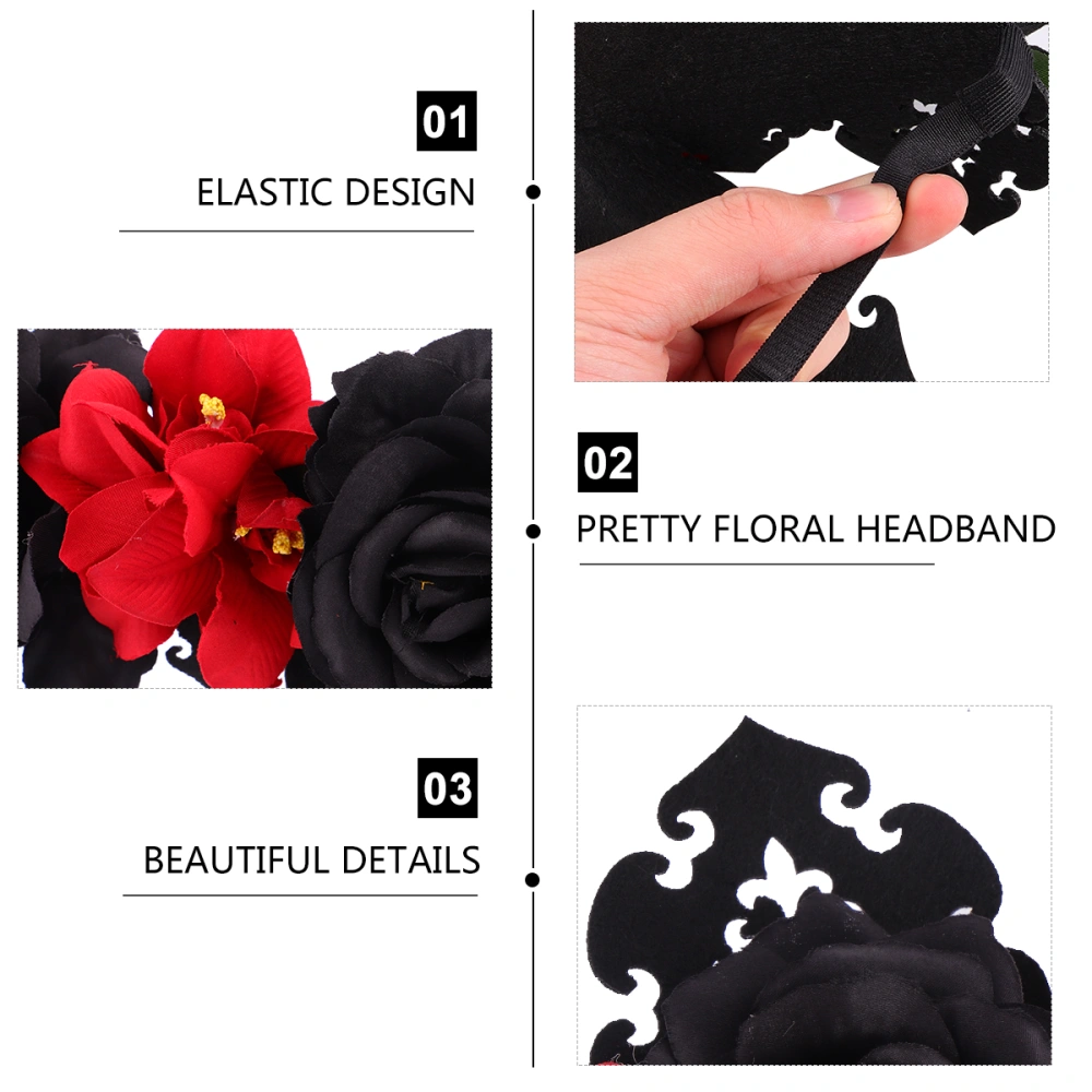 Halloween Vintage Crown Rose Flower Headband Floral Headpiece Headwear Garland