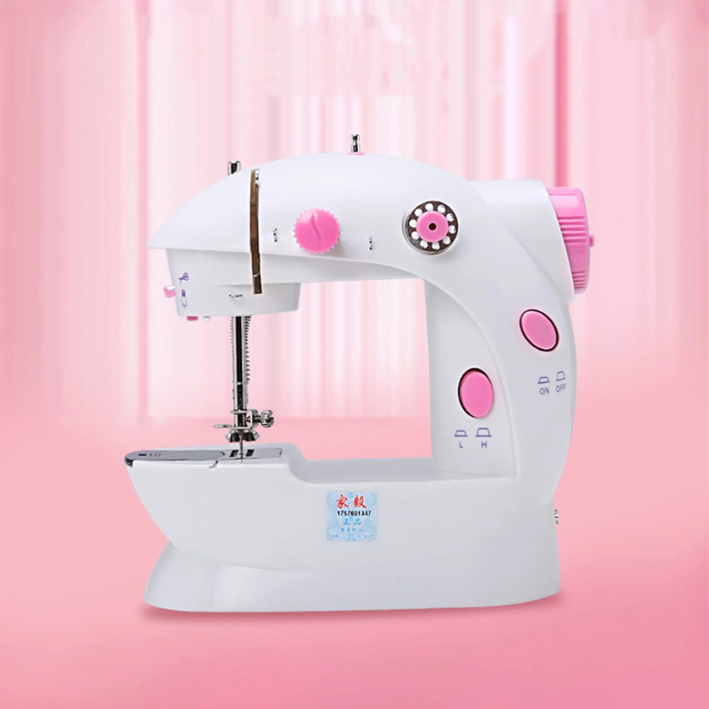 Mini Stitch Sewing Machine Portable Sewing Machine Auto Winding Mending Machine with Light with UK Plug (Pink)