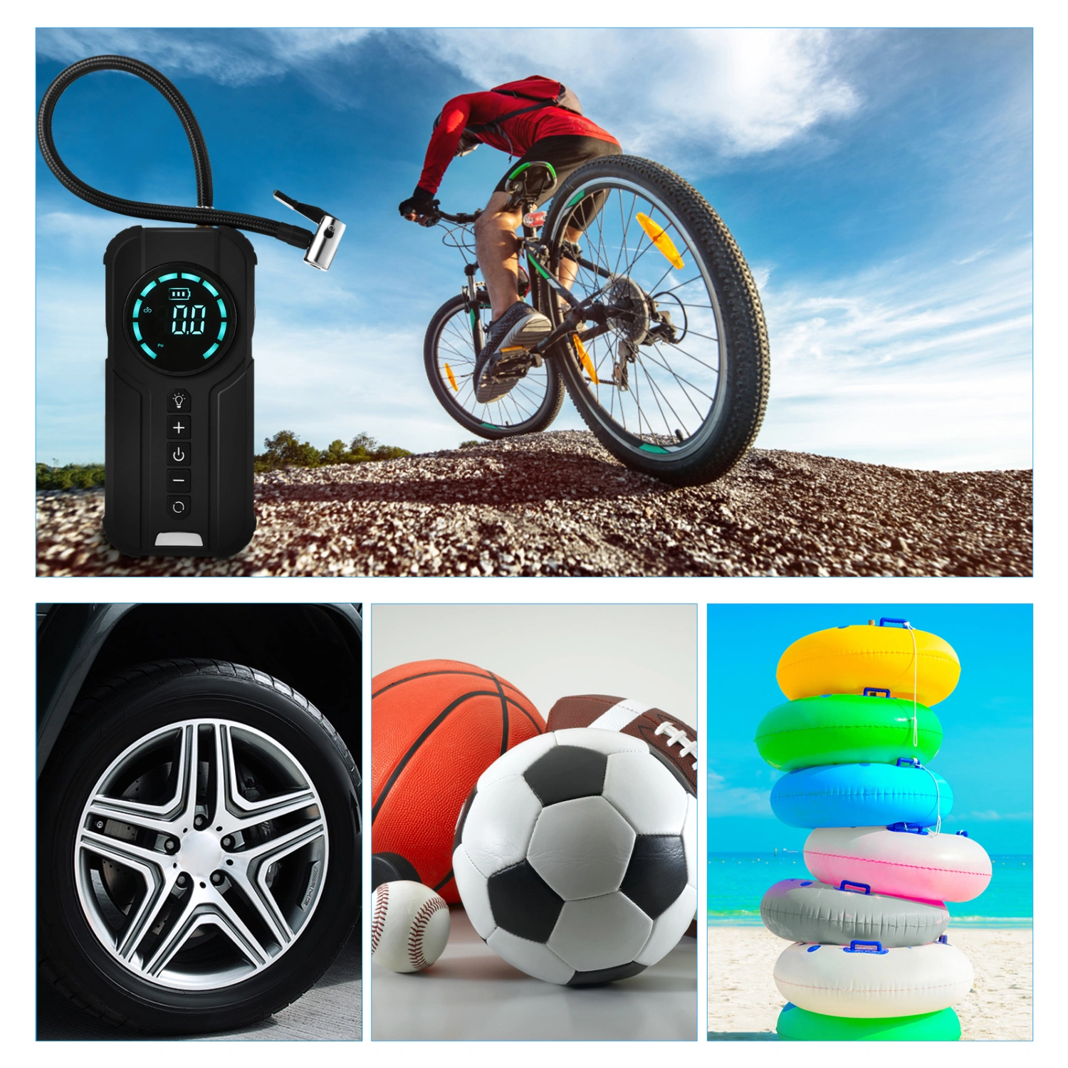 Tire Inflator Cordless Air Compressor Auto Tire Pump Multipurpose Air Compressor Bike Pump 12V