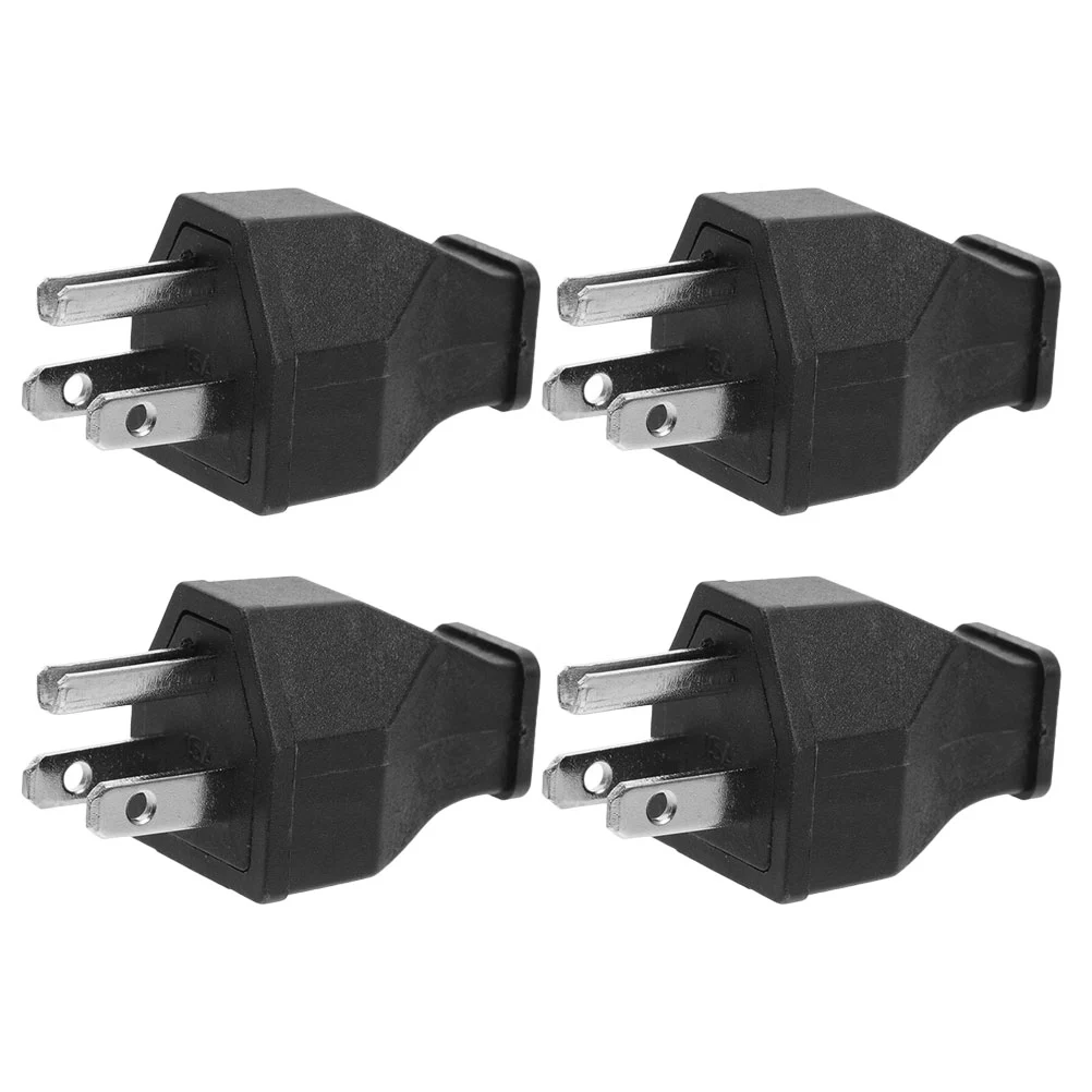 4Pcs Electric Plug Straight Blade Angle Plug 15A 125V Extension Cord Plug (US Plug)