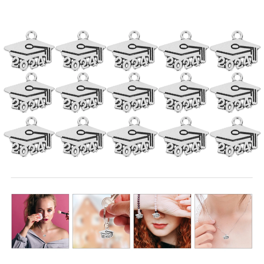 100Pcs Metal 2024 Charms Graduation Earrings Charms Graduation Hat Charms 2024 Charms Pendants