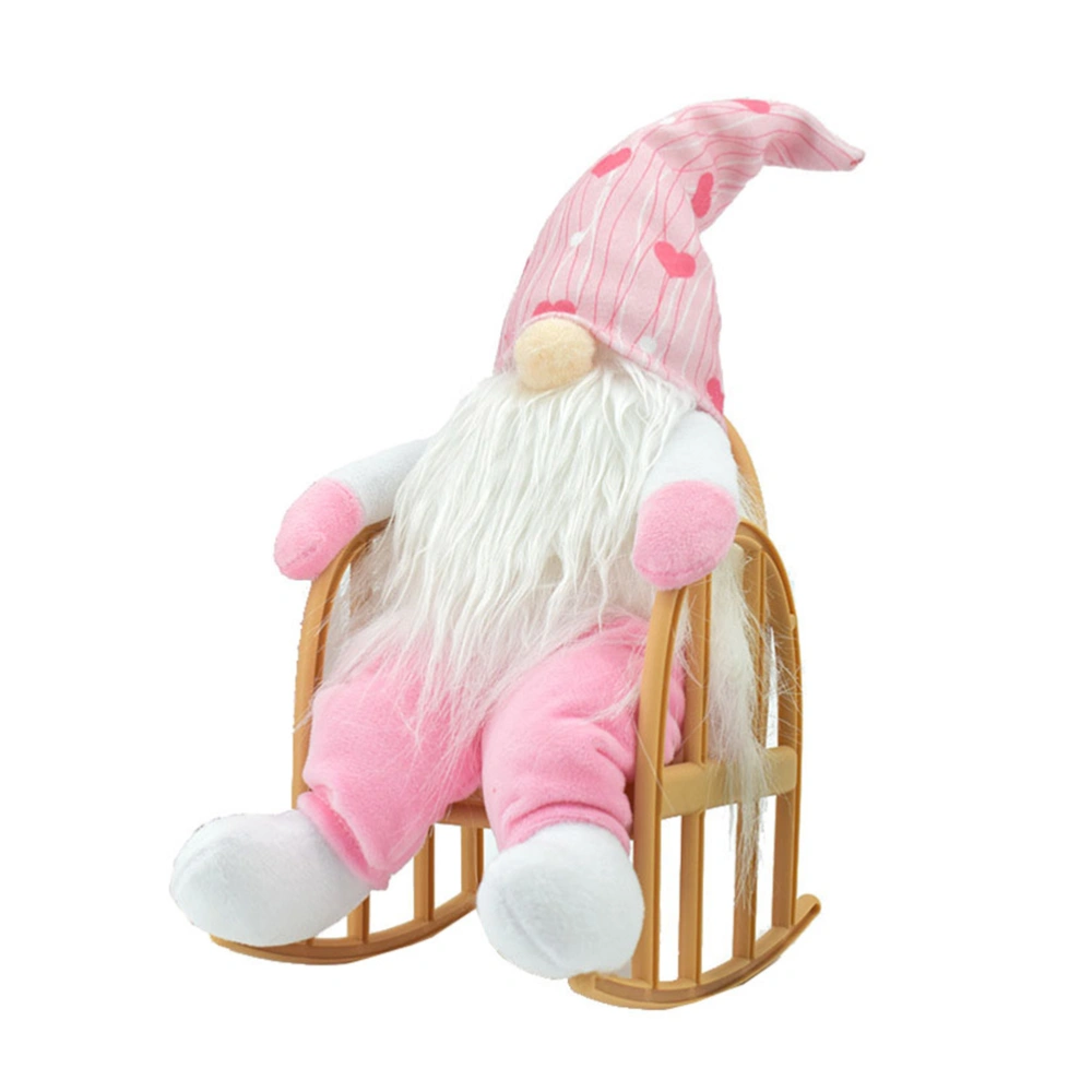 Swedish Tomte Figurines Decoration Valentine's Tomte Plush Gnome Sitting on Rocking Chair