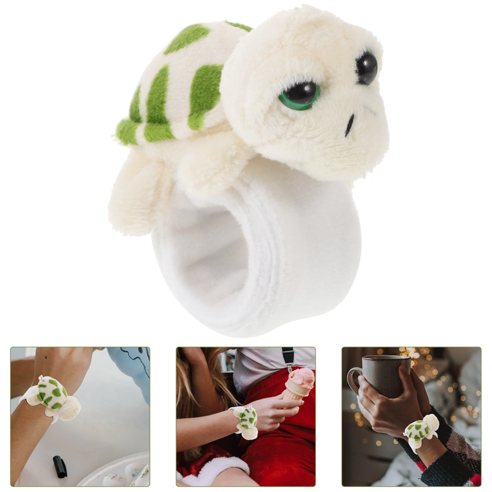 2pcs Animal Theme Snap Bracelet Plush Turtle Snap Bracelet Funny Slap Wristband Toy Party Favor