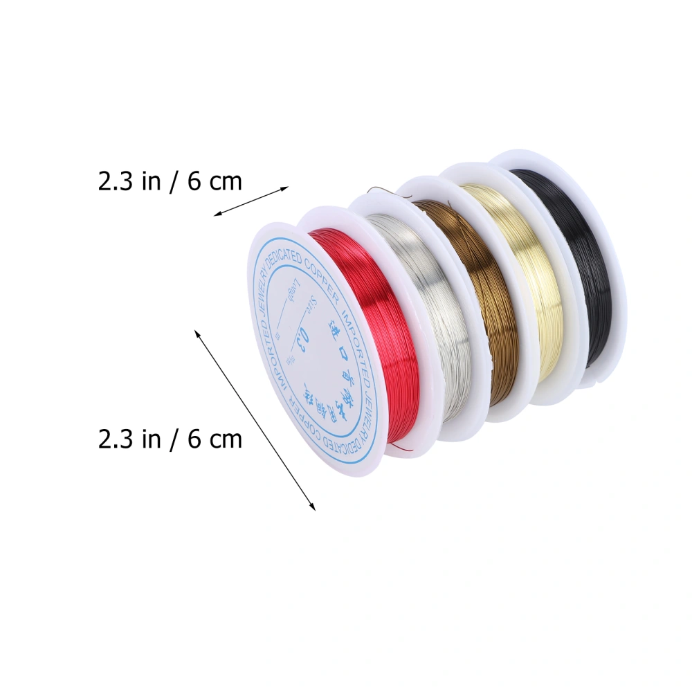 5 Roll Uncoated Copper Wire Tarnish Resistant Pure Copper Wire Beading Wire Roll 55Yd for Crafts Beading Jewelry Making (Red Bronze + Brass + Black + Silver + Coffee)