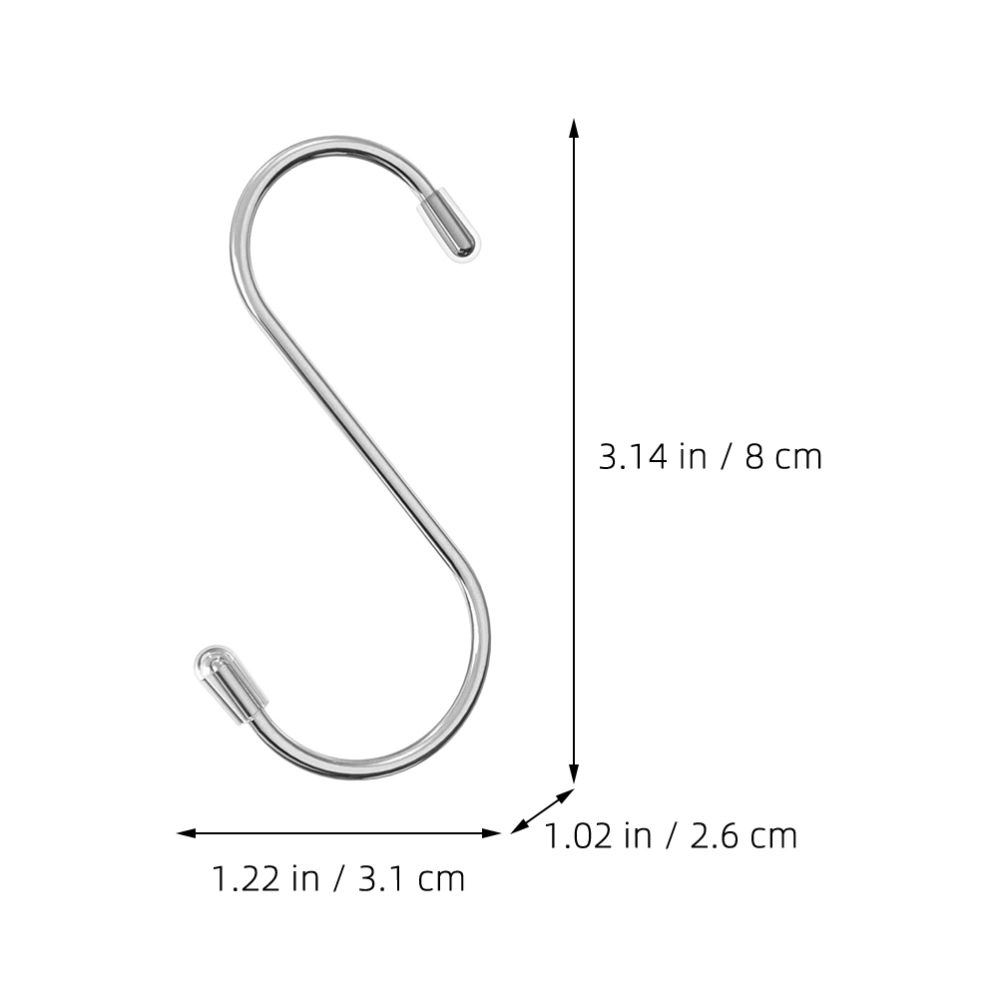 10pcs S-hooks Stainless Steel Hanger Clothes Hangers S-shaped Wardrobe Organizers Kitchen Hooks Size M