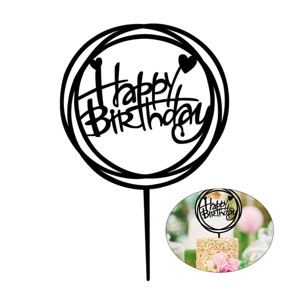 Happy Birthday Acrylic Mirror Cake Topper Cake Decoration Party Supplies (Black)