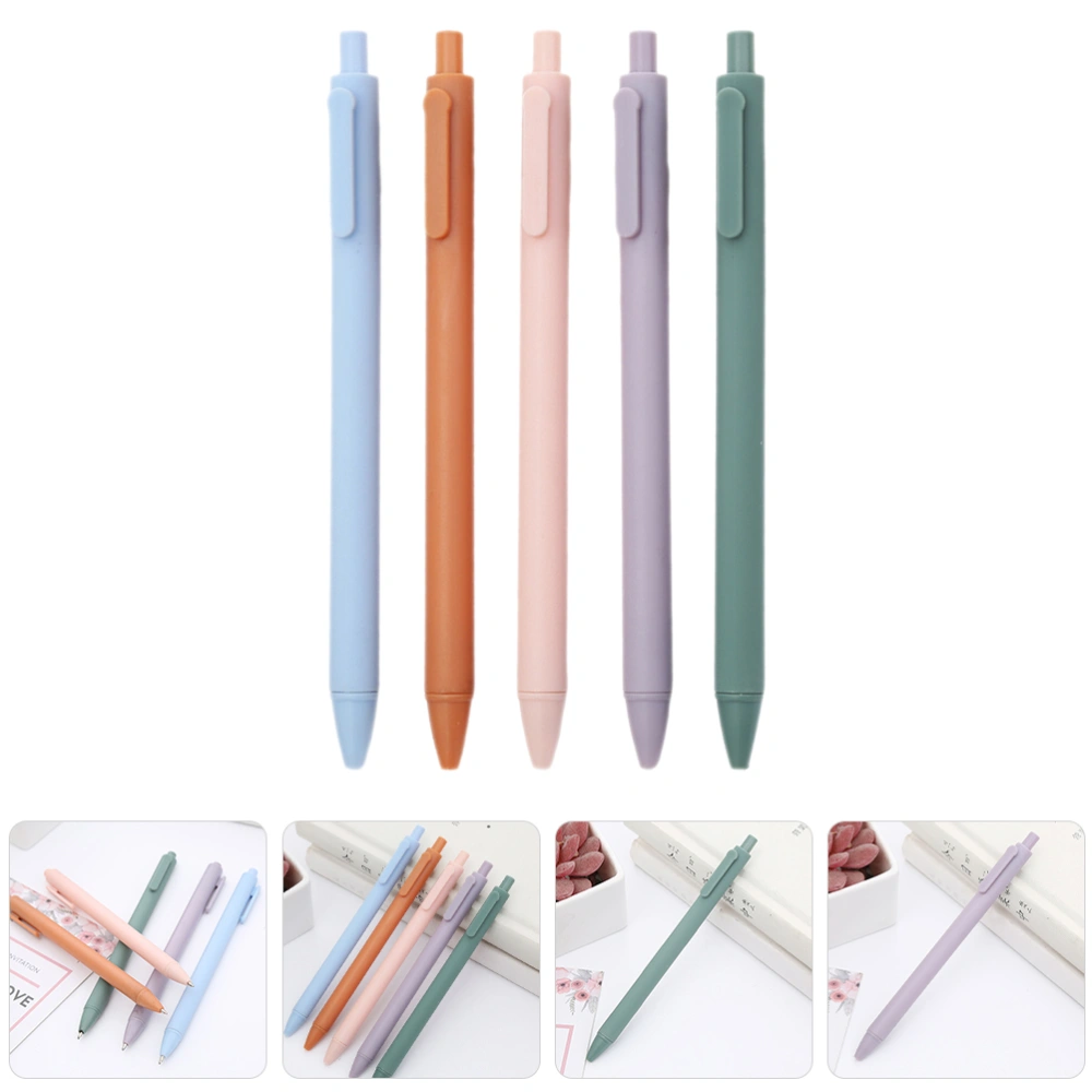 5pcs Press Type Gel Pen Students Gel Pen Portable Smooth Writing Gel Pen