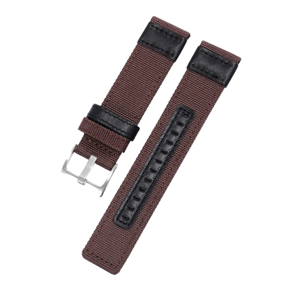 1pc Watch Replacing Strap Canvas Watch Band Unisex Watchstrap Alternative Wrist Strap for Women Men (Brown 22mm) Random Watch Buckle