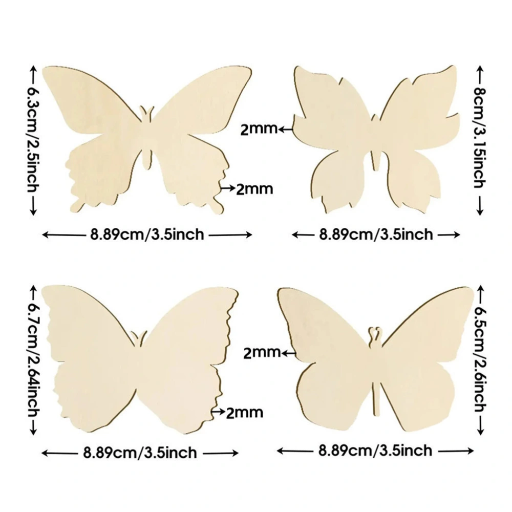 48Pcs Wooden Cutouts DIY Wood Blank Butterfly Crafts Wood Butterfly Slices DIY Painting Wood Pieces