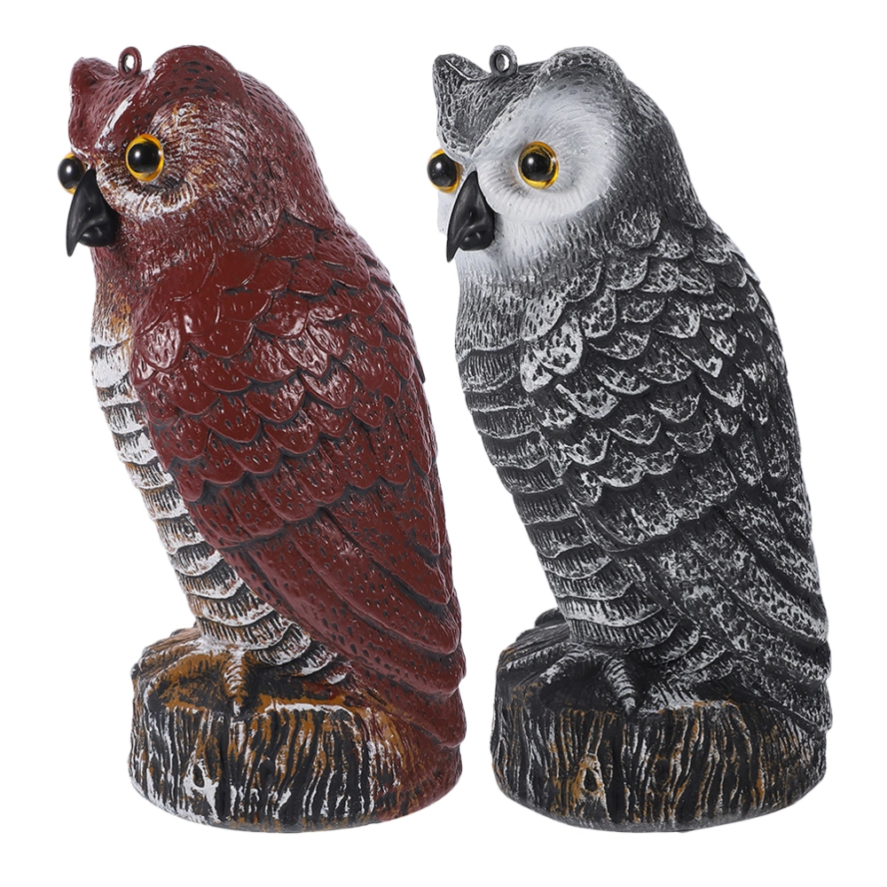 2pcs Fake Owl Decoy Sculpture Owl Decoy to Scare Birds Away Owl Bird Deterrent Statue Garden Owl Decor