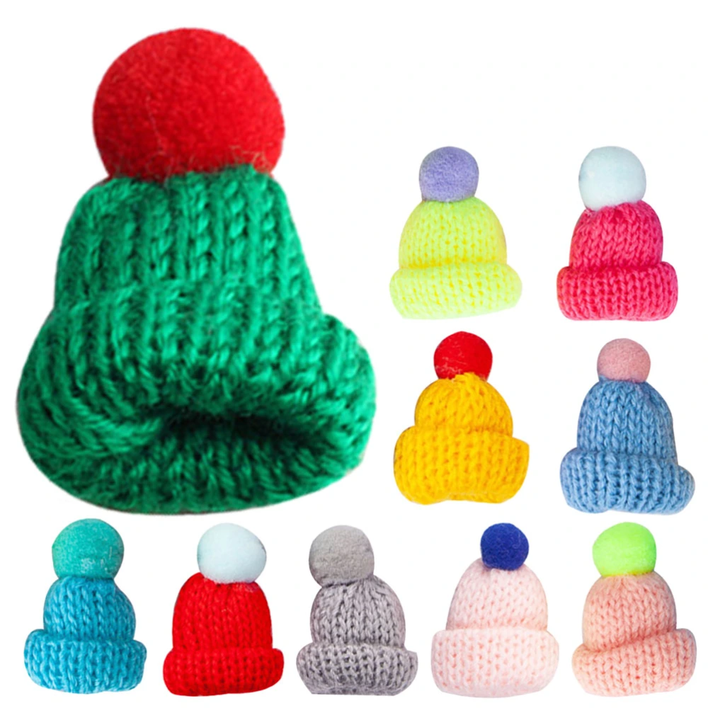 10Pcs Christmas Mini Knit Hat Crafts Cute Doll Hat Jewelry Making Hats Miniature DIY Hair Accessories