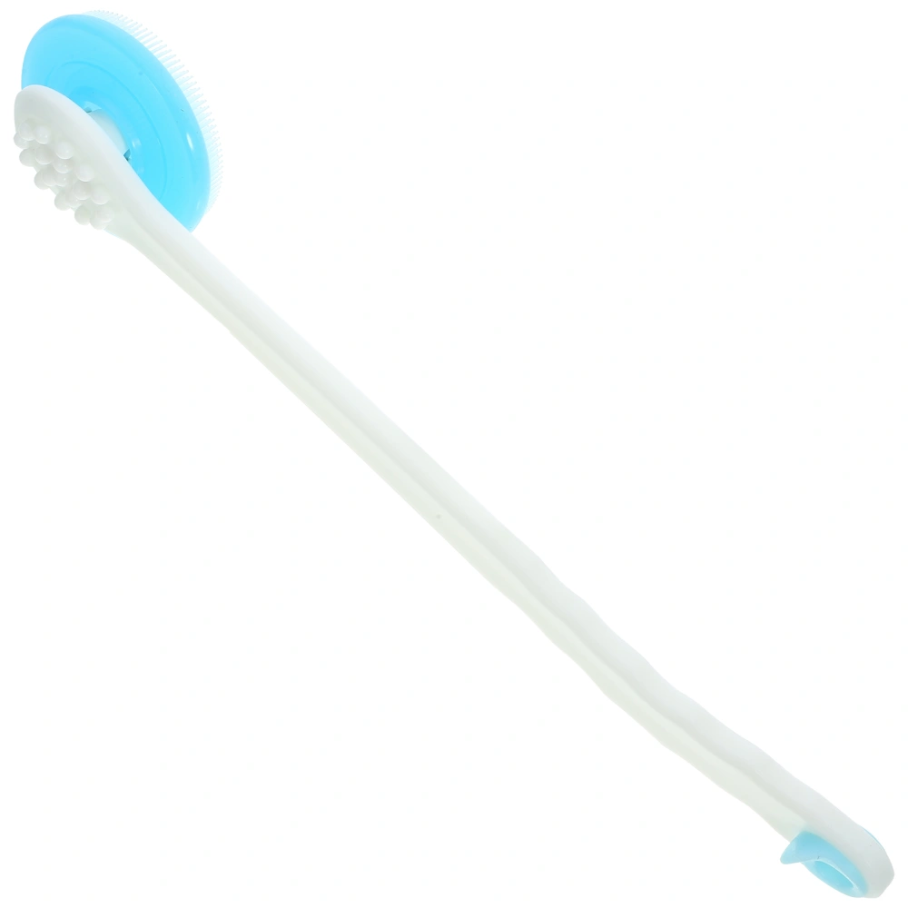 360 Degree Rotary Head Back Rub Brush Long Handle Silicone Bath Brush for Children Bathing Use Sky Blue