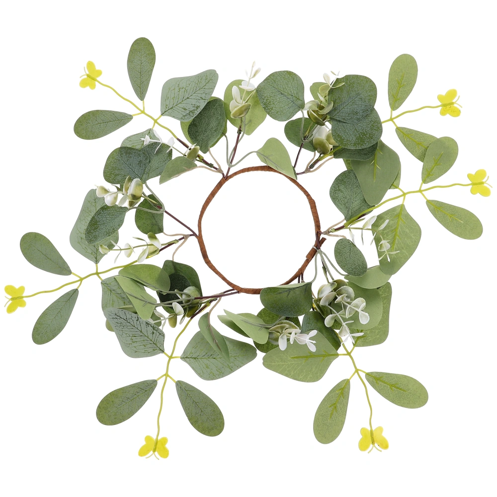 Artificial Greenery Wreath Candle Ring Dining Table Fake Wreath Simulation Wreath Candle Holder