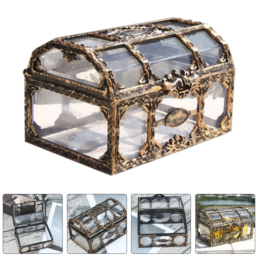 2pcs  Small Treasure Chest Plastic Transparent Pirate Treasure Box Crystal Jewelry Box