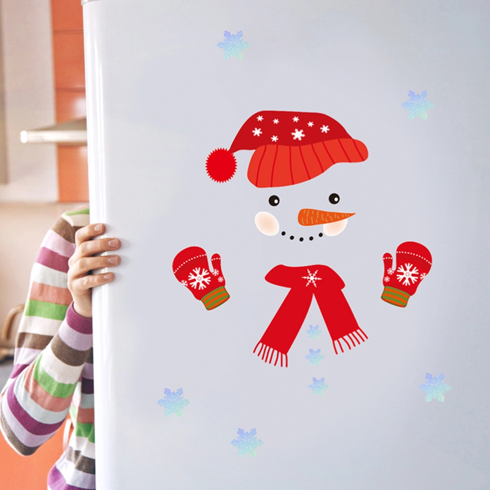 2 Sheets Christmas Refrigerator Sticker Snowman Fridge Decals Cartoon Sticker