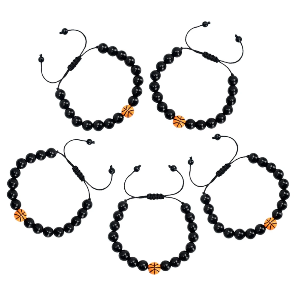 5Pcs Imitation Obsidian Bracelets Glass Beaded Bracelets Basketball Themed Beaded Bracelets Decors