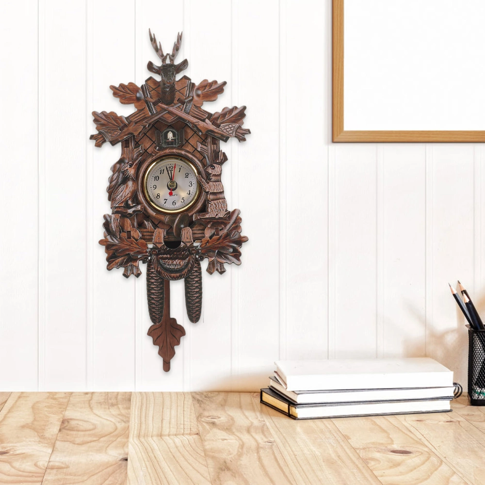 Wooden Pendulum Wall Clock Bedroom Wall Clock Living Room Office Cuckoo Clock No Battery