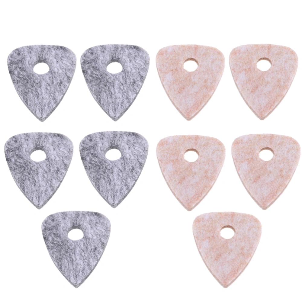 10pcs Wool Felt Material Guitar Pick Bass Guitar Plectrum Ukulele Guitar Picks Accessories (Grey/Cream Colour Each Color 5pcs)