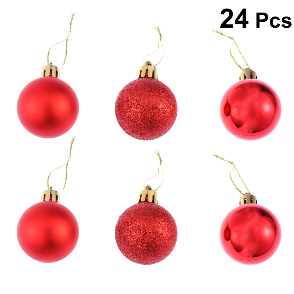 24 Pcs Christmas Tree Ornaments Shiny Plating Christmas Balls Christmas Decorations Christmas Hanging Balls (Red)