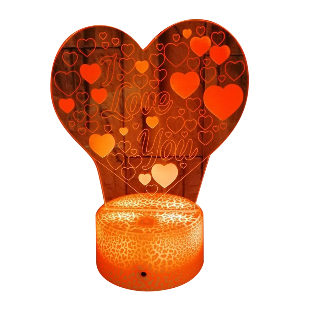 Colorful Touch Switch 3D Light Acrylic Heart Design Night Lamp for Valentines Day Home Party Decor