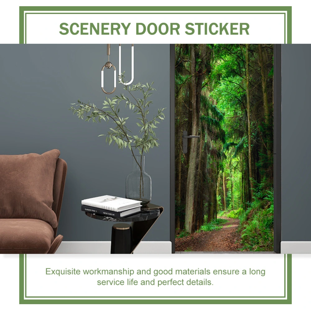 2Pcs Fake Door Sticker Door Mural Sticker Door Decal Removable Wallpaper