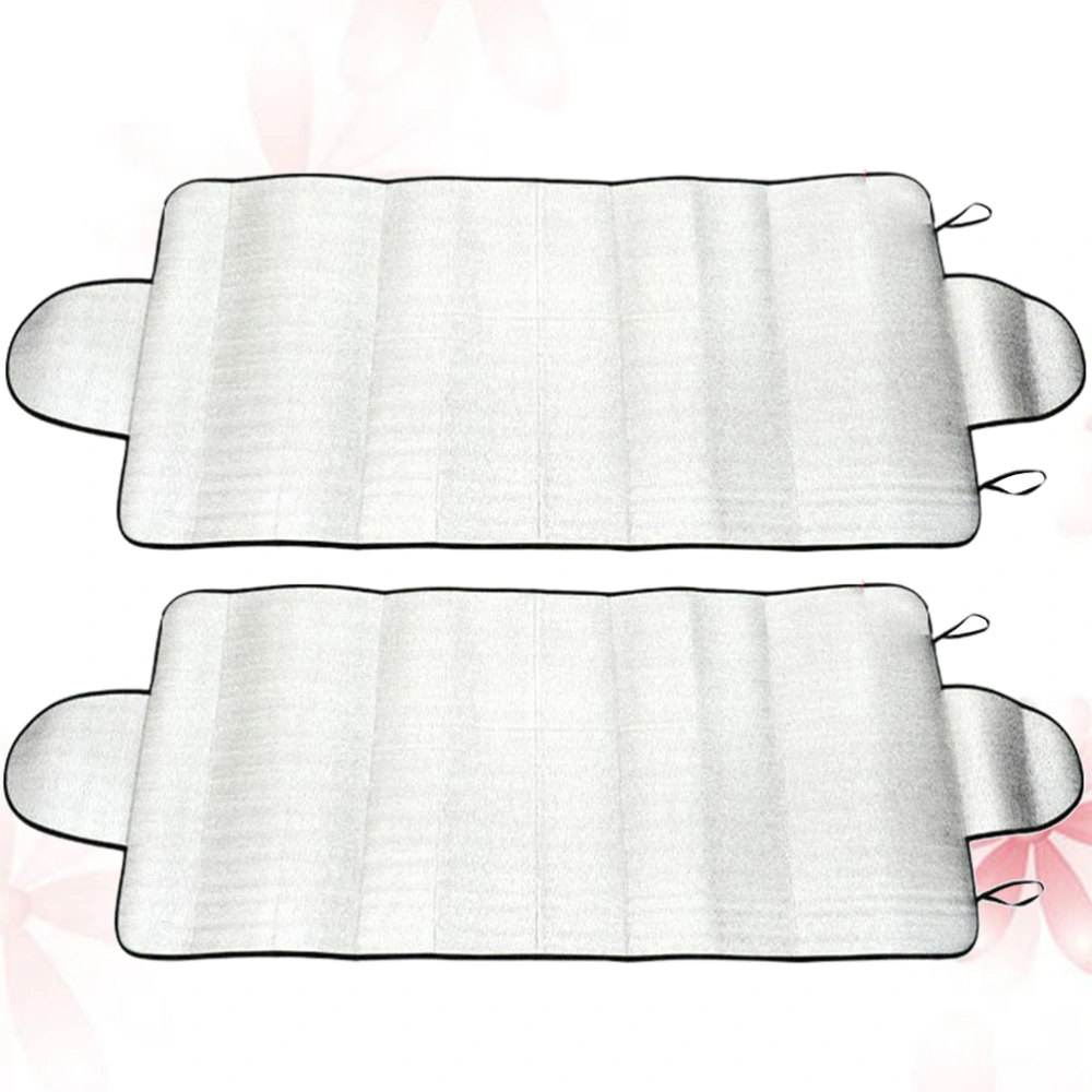 2 Pcs Car Sunshade Multi-purpose Car Windshield Cover Anti Snow Frost Ice Dust Shield Sunshade Screen Protector (Silver)
    