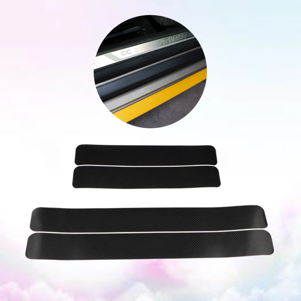 4Pcs Universal Car Door Sill Protector Carbon Fiber Sticker Door Plate Scuff Scratch Protection Cover Auto Styling Accessories