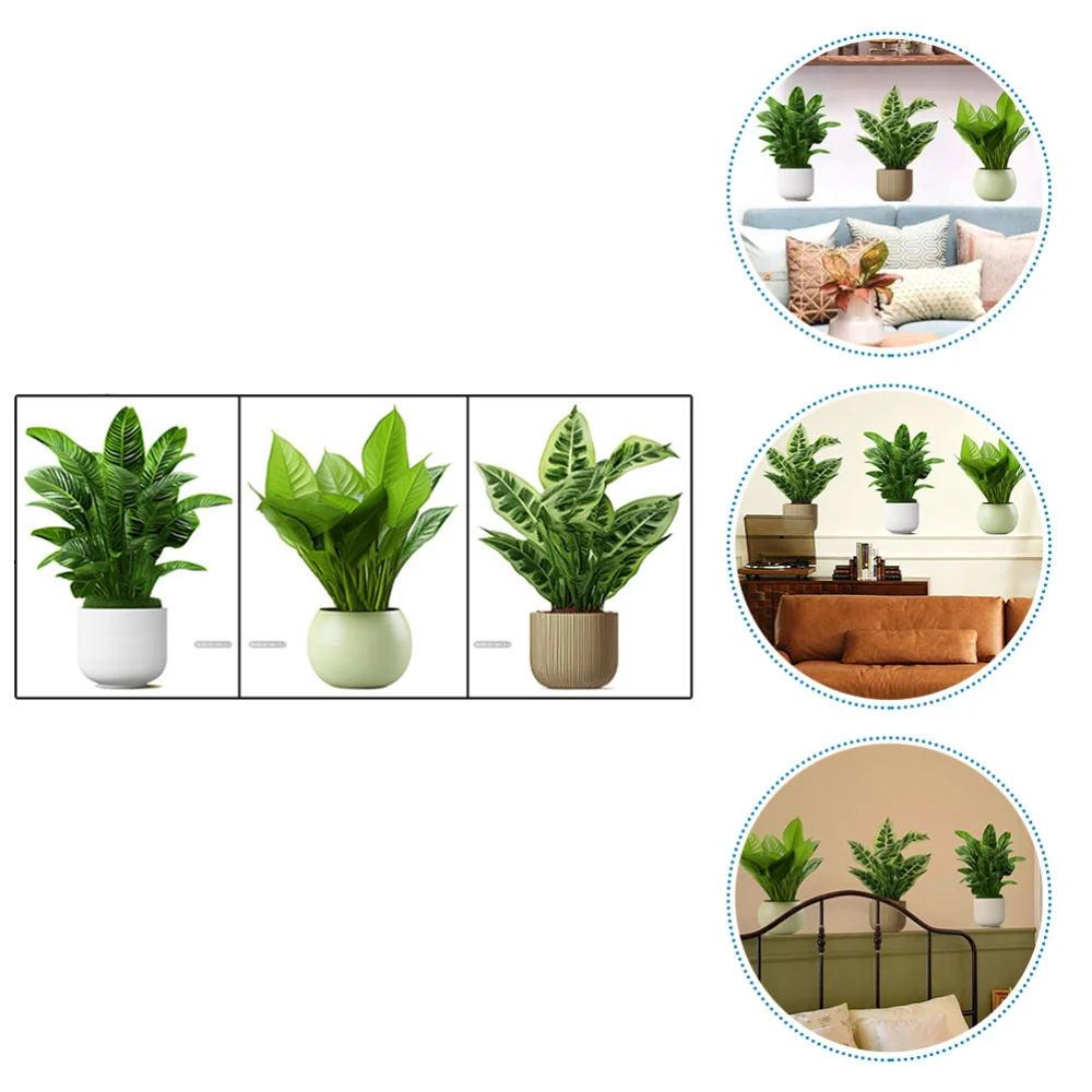 1 Set Bonsai Greenery Wall Sticker Potted Plant Wall Decal Decorative Wall Sticker Adhesive Wall Decal