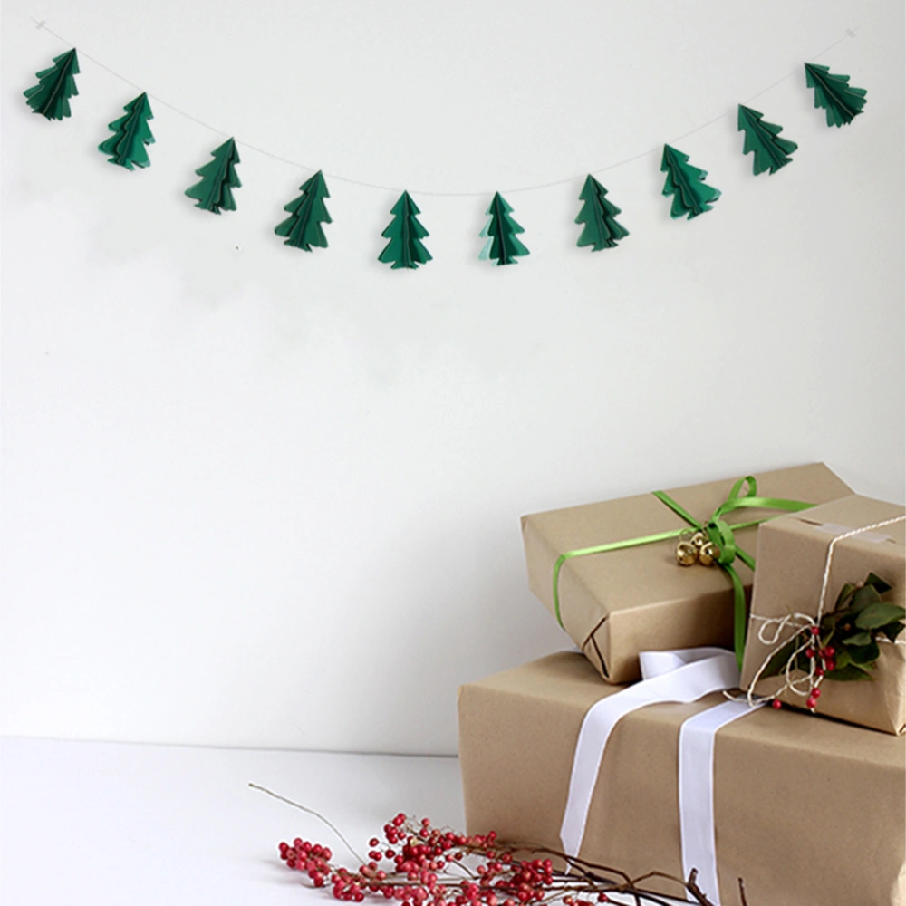 2Pcs 2.4M Christmas Tree Banners Garland Paper Cardboard Bunting Hanging String Decorations Party Supplies