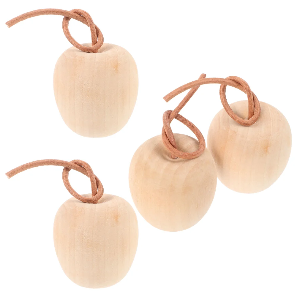 4Pcs Unfinished Wooden Apples Crafts DIY Apples Coloring Crafts Apples Ornaments Wooden Apples Crafts