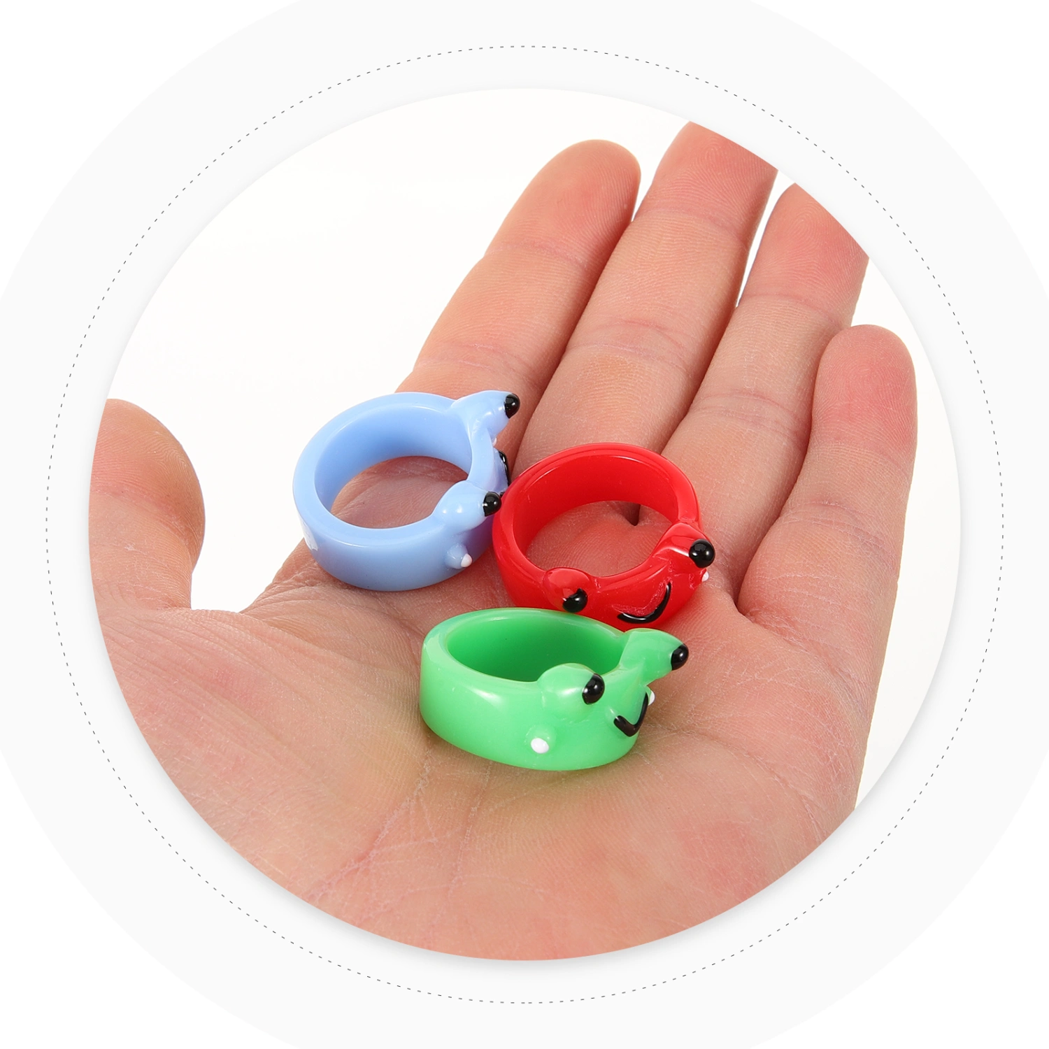 6pcs Frog Rings Resin Rings Cute Animal Finger Rings Funny Finger Jewelry for Teen Girls