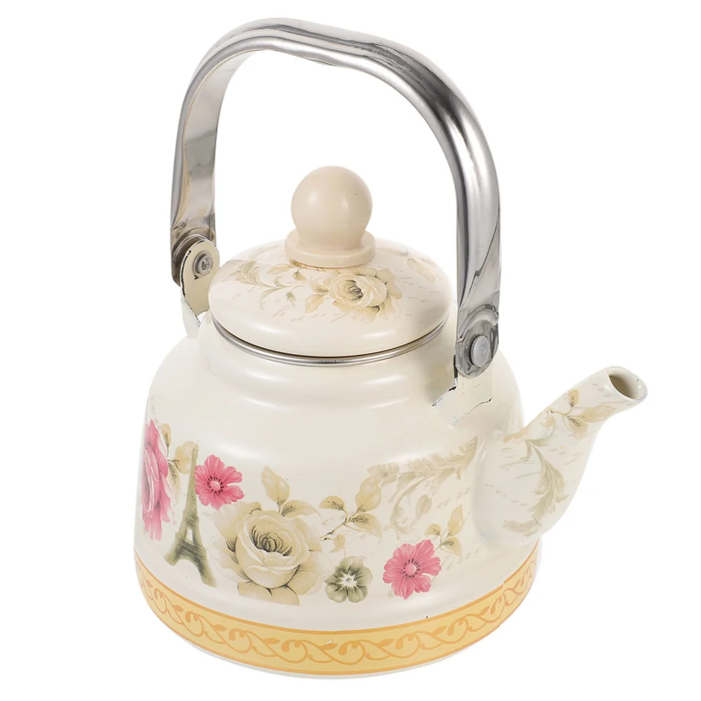 Enamel Water Kettle Stovetop Teakettle Decorative Water Pot for Home Dorm