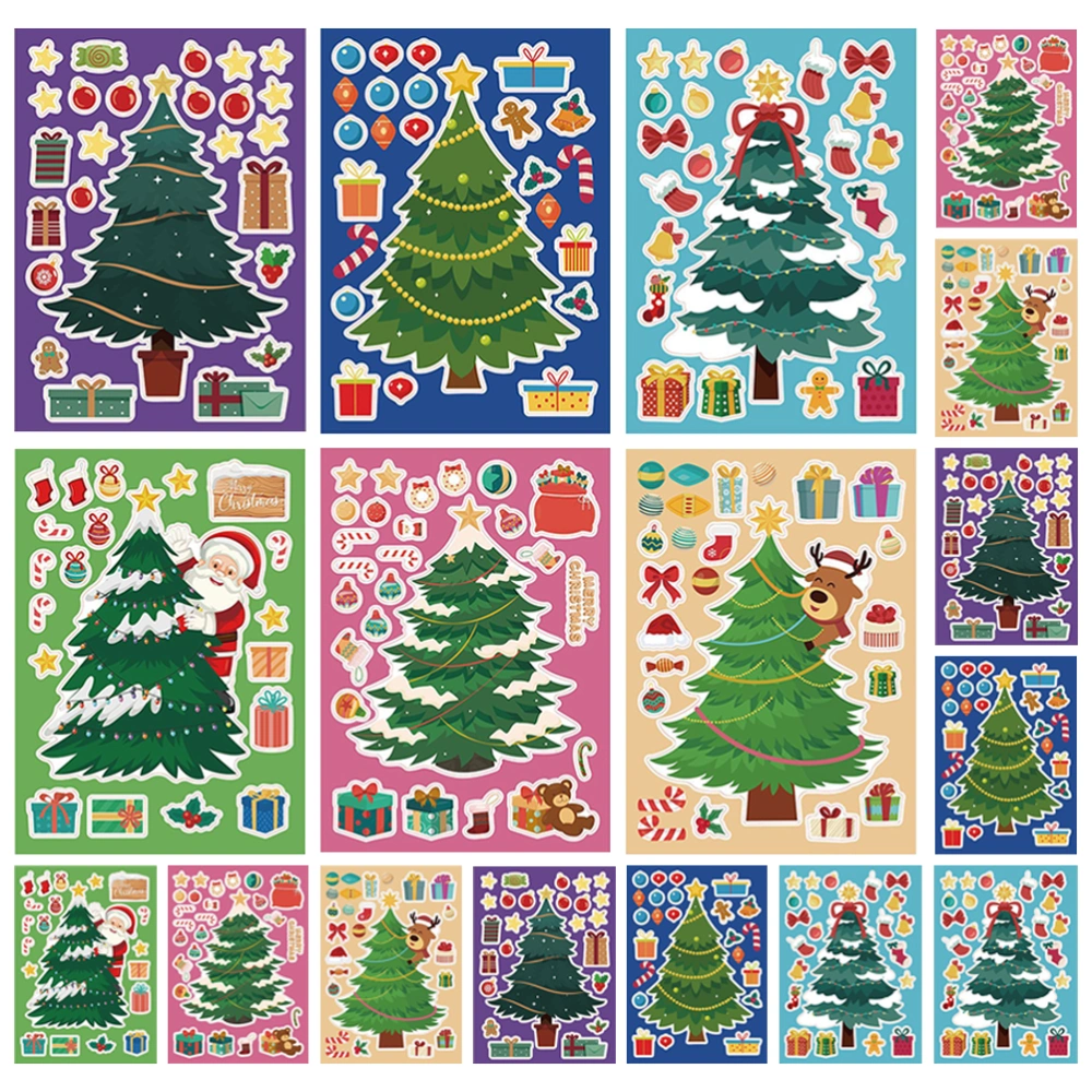 48Pcs Christmas Tree Sticker DIY Decal Make Your Own Christmas Craft Project