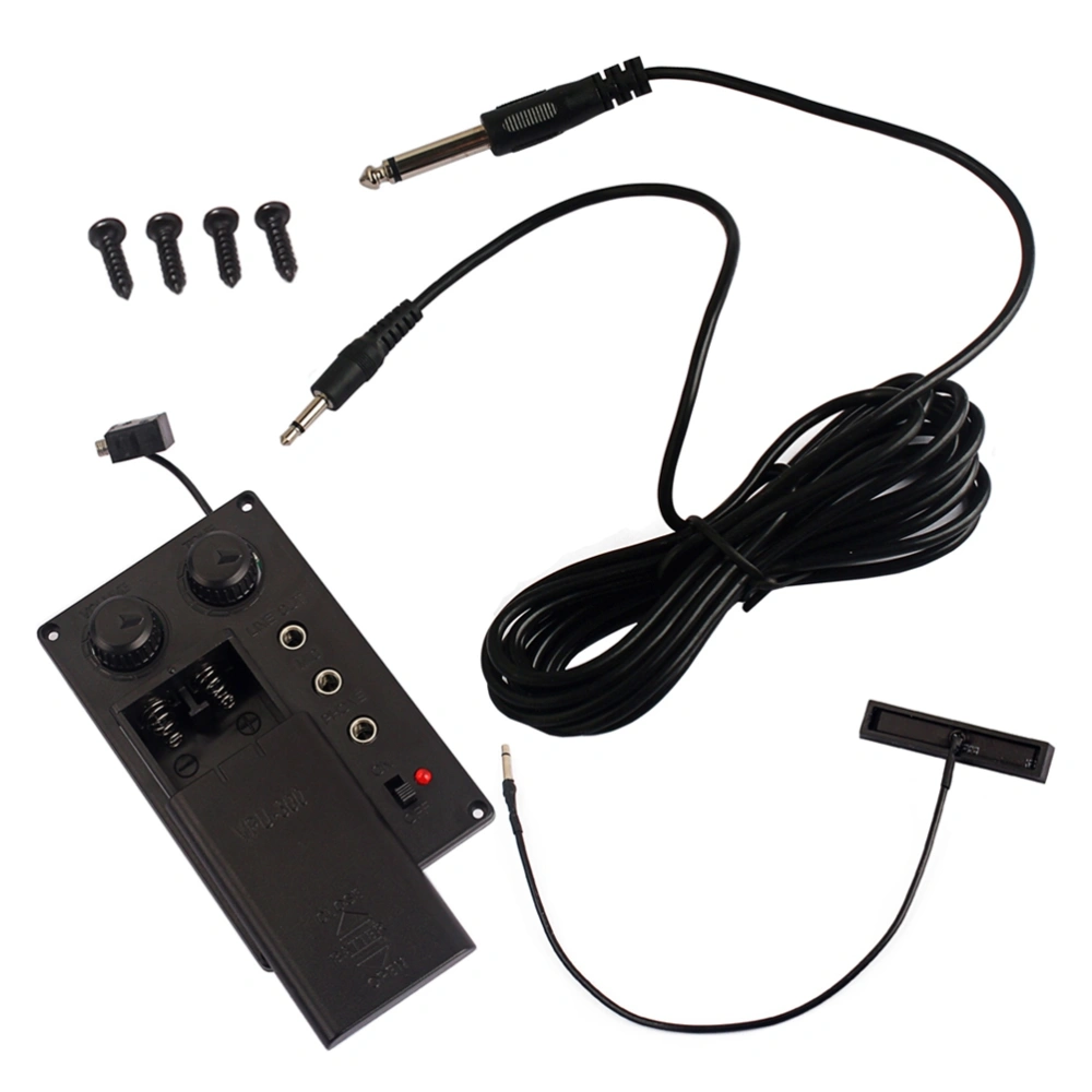 1 Set Violin Equalizer Mute Preamp Pickup EQ with Piezo Electric Violin Accessory DIY with Plug Hole Output Cable