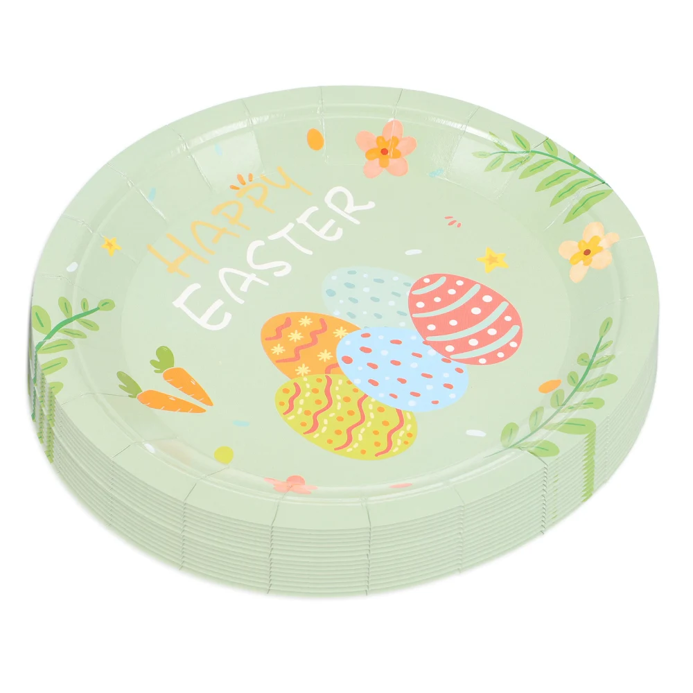 32 Pcs Easter Bunny Paper Plates Easter Paper Plate Party Disposable Tableware