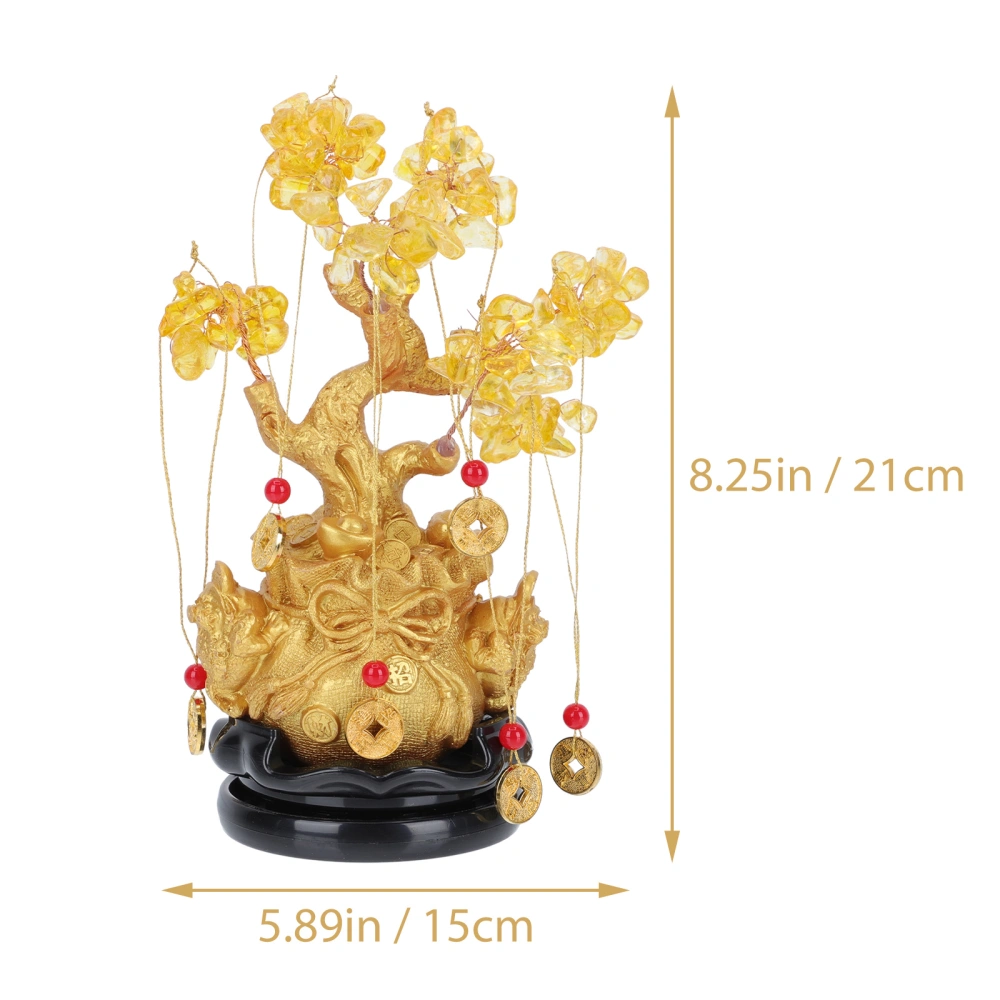 1 Set of Money Tree Decors Home Embellishment Fortune Tree Adornment with Wooden Base