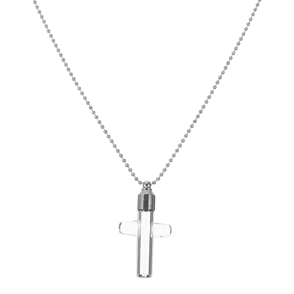 Vial Cross Necklace Glass Bottle Urn Necklace Openable Container Pendant Necklace