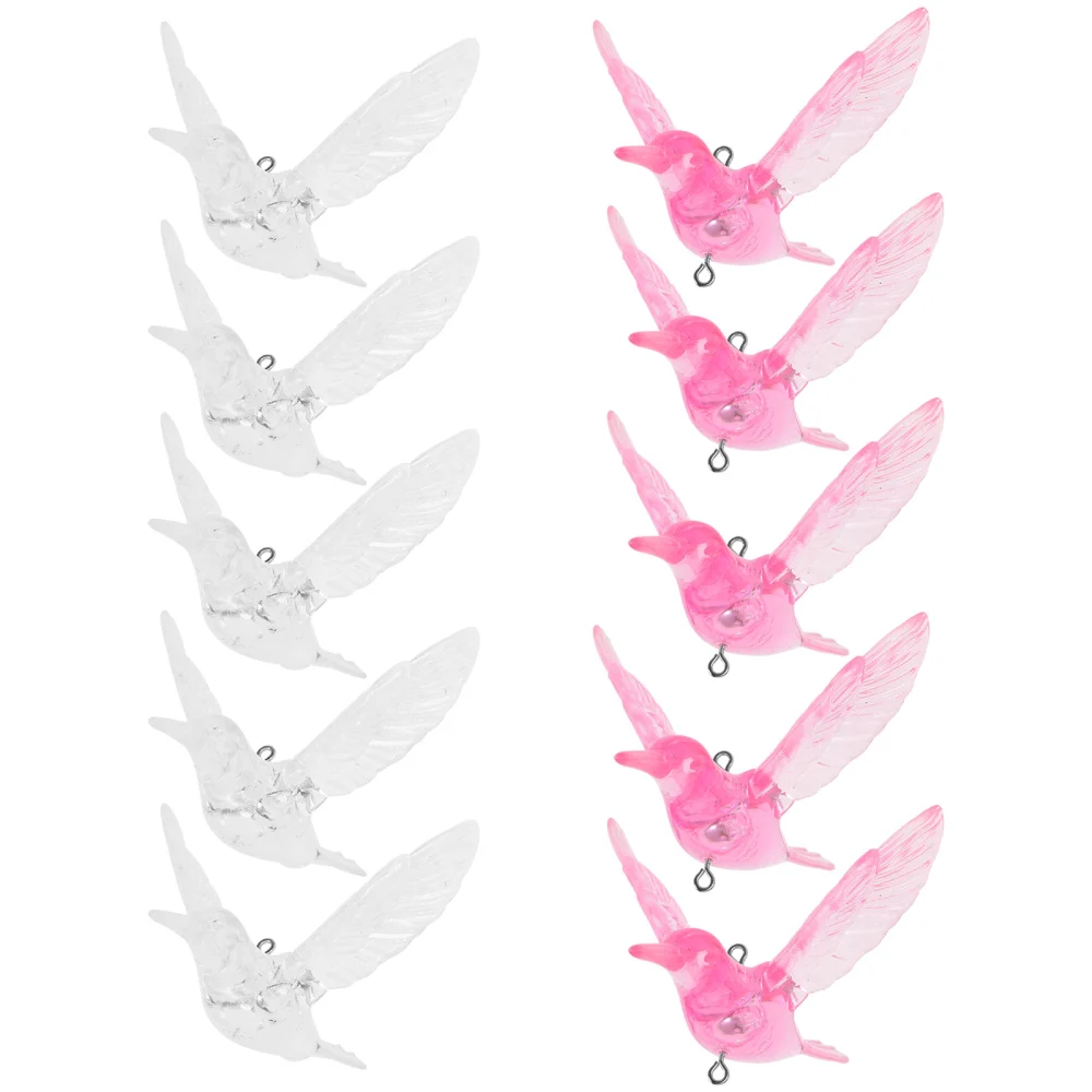 10pcs  Acrylic Hummingbird Ornaments Acrylic Iridescent Clear Hummingbird Pendants Hanging Decors