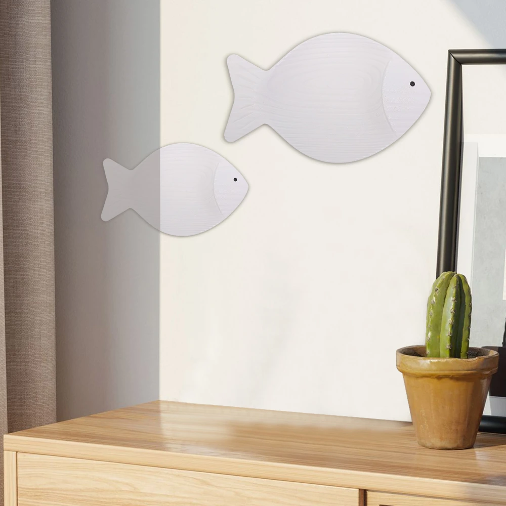 2pcs Wood Wall Art Wood Wall Hanging Fish Decoration Indoor Wall Fish Pendant