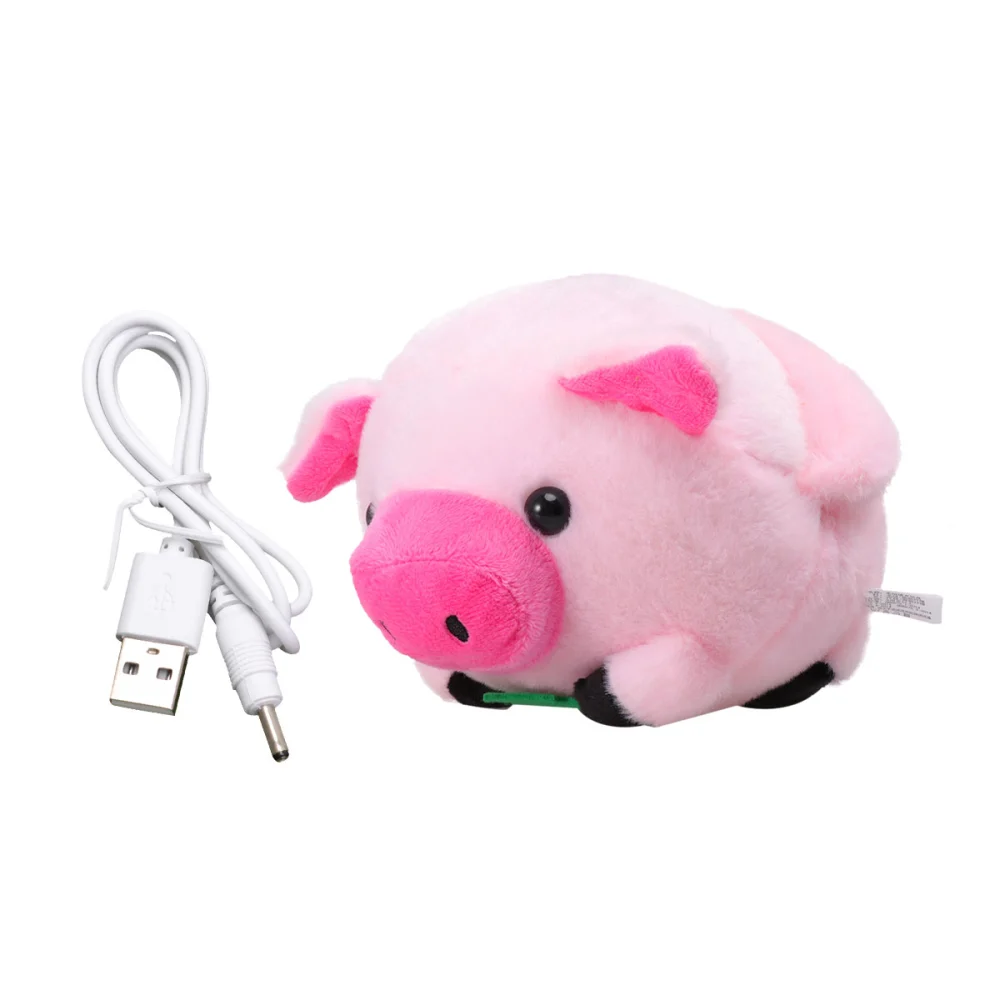 Pig Jumping Balls Electric Plush Music Doll USB Charging Singing Plush Toy Recording Toy (120 Songs and Color Box Data Cable)