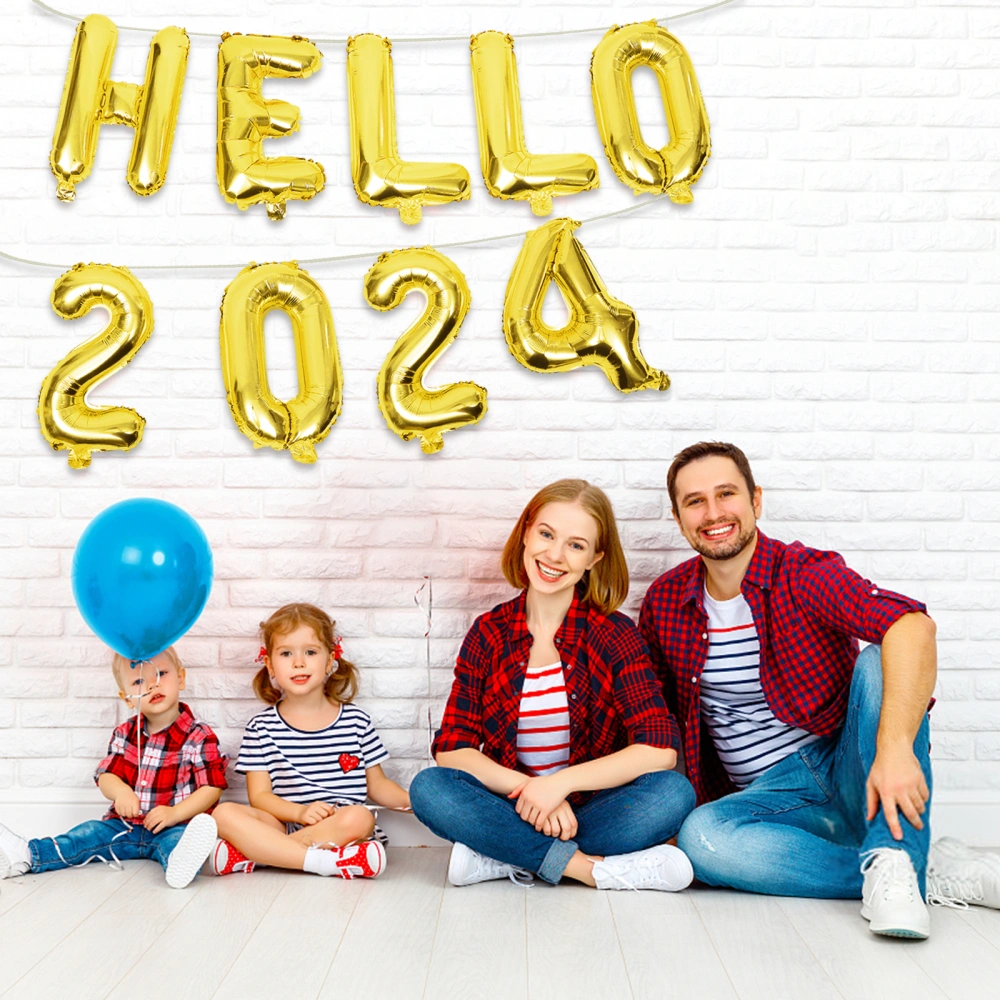 1 Set Hello 2024 Balloons New Year Party Decorative Balloon New Year Decoration