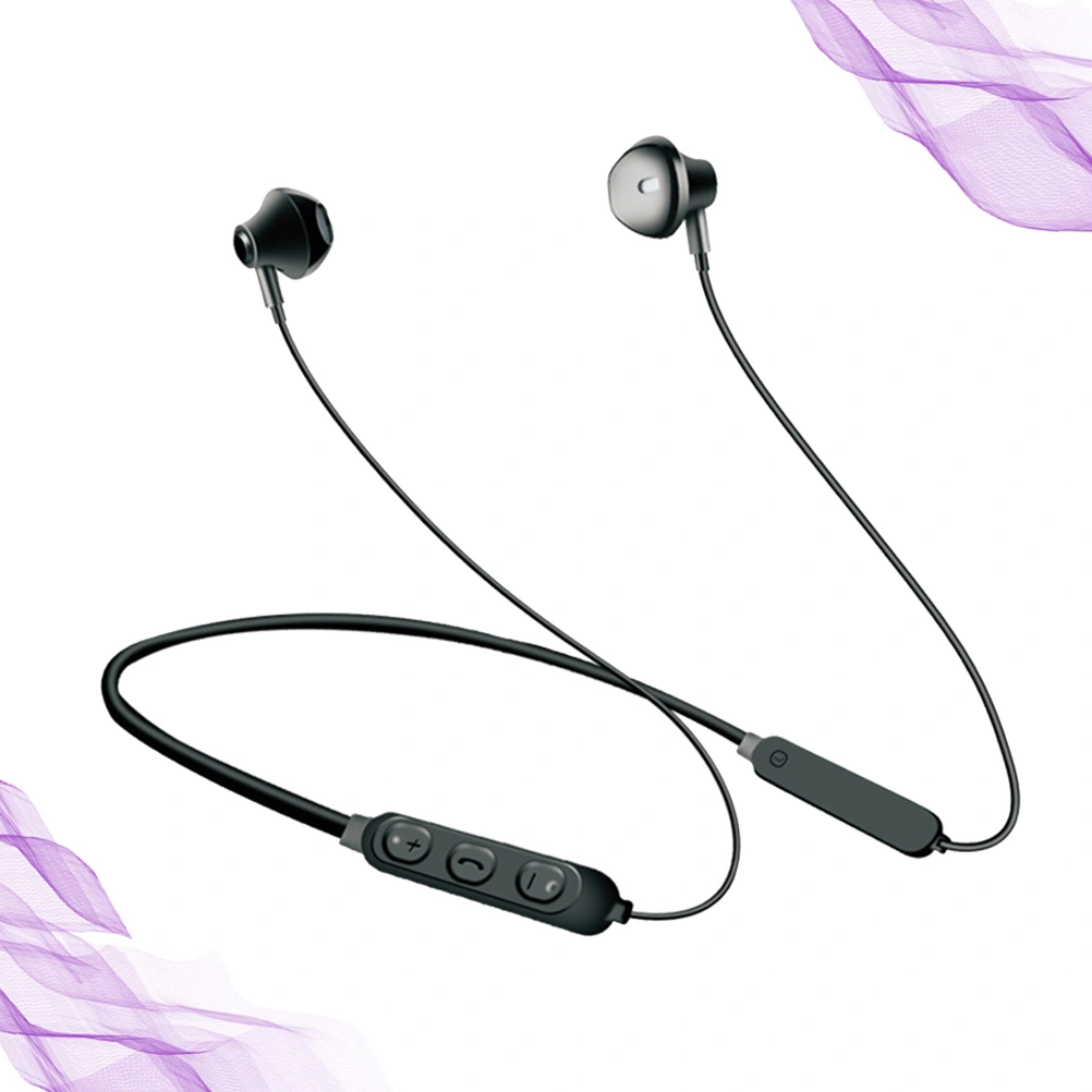 1Pc 5.0 Neck Hanging Headphones Sound Wireless Headphones for Outdoor Sports (Black)