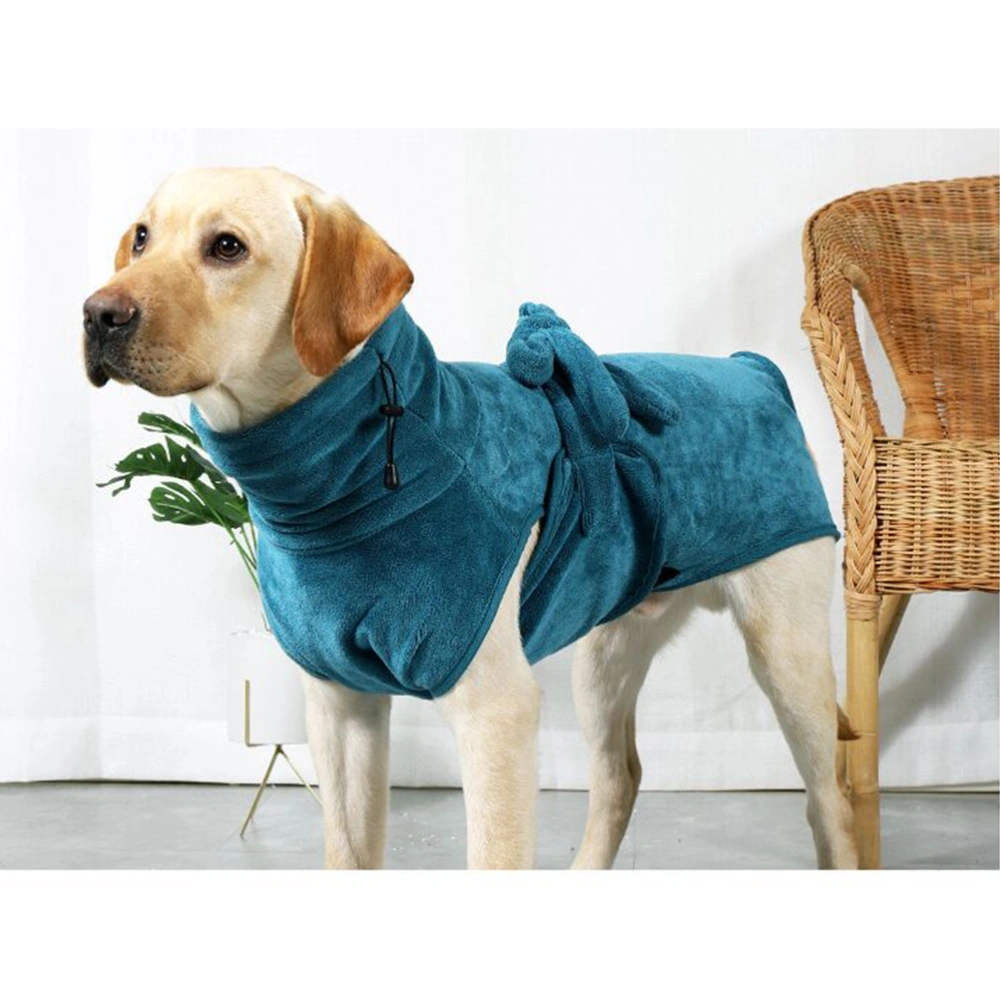 High Absorbent Pet Bathrobe with Waist Belt Quick-drying Robe Adjustable Bathrobe for Dog Puppy (Size S)