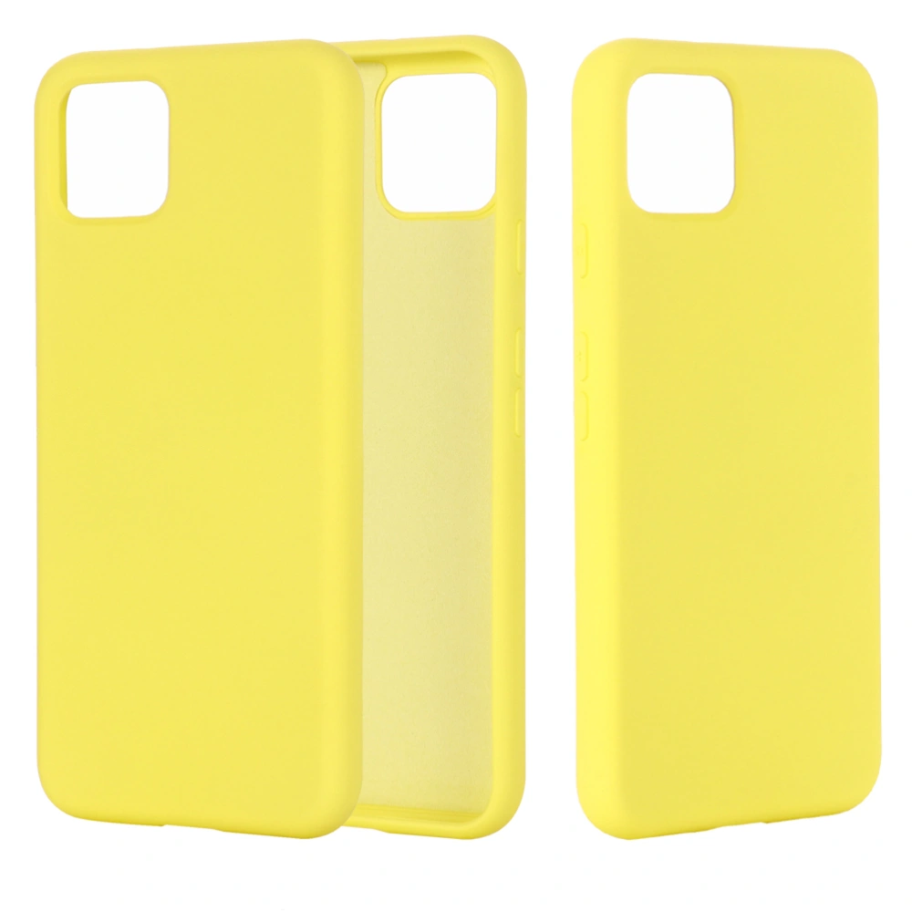 Liquid Silicone Scratch-resistant Phone Cover Comfortable Full Covered Shockproof Protective Case Compatible with Pixel 4 (Yellow)