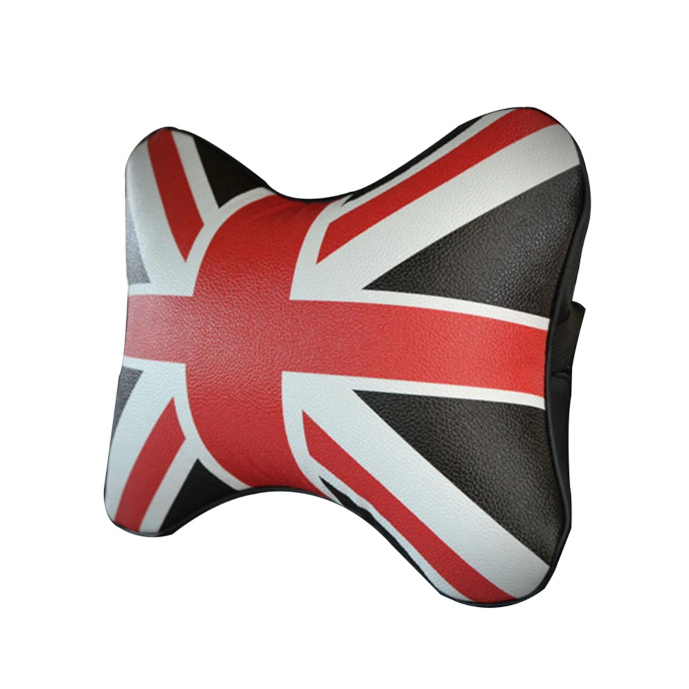 PVC Universal Car Headrest Ultra Car Flag Pattern Back Seat Pillow Neck Break Cushion Car Seats Accessories(Red Black)