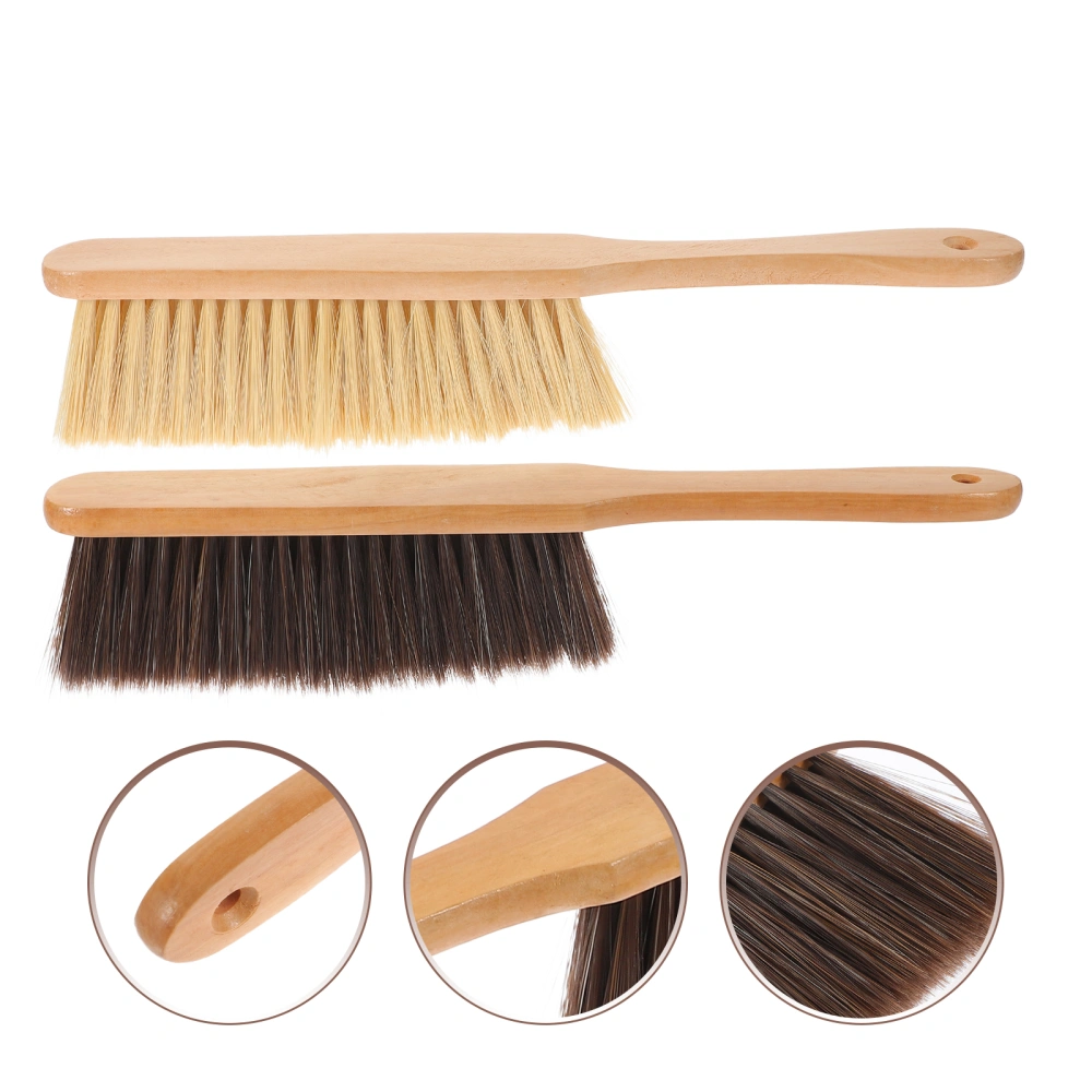 2pcs Wooden Duster Brush Multi-use Bed Sweeping Brush Dust Remove Door Window Cleaning Brush